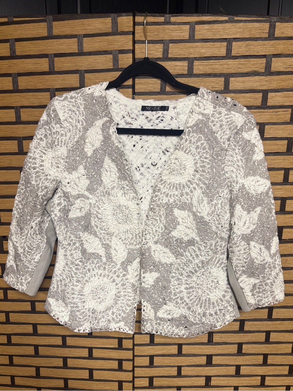 Nic & Zoe taupe and white textured blazer size petite medium